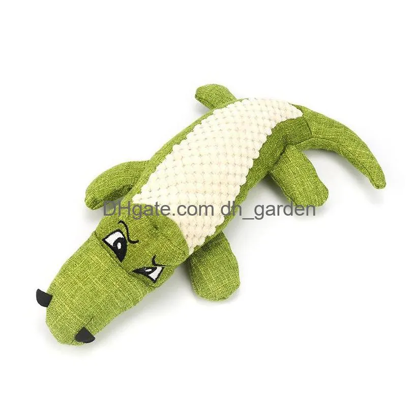 pet dog toy linen plush crocodile animal toy dog chew squeaky noise toy cleaning teeth supplies tough interactive doll