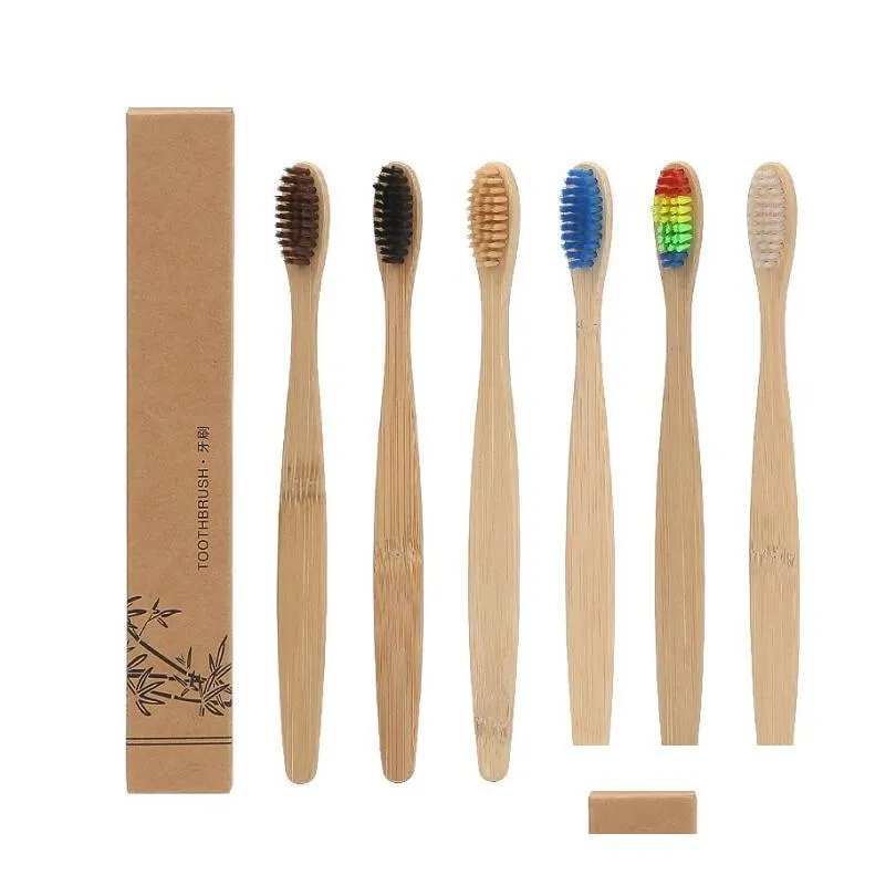high quality bamboo toothbrush soft nylon capitellum toothbrush with box packaging oral hygiene whitening toothbrushes el use