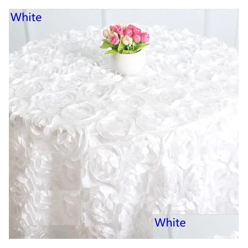 various colours round table cloth rosette embroider table cover 3d rose flower design for wedding party el