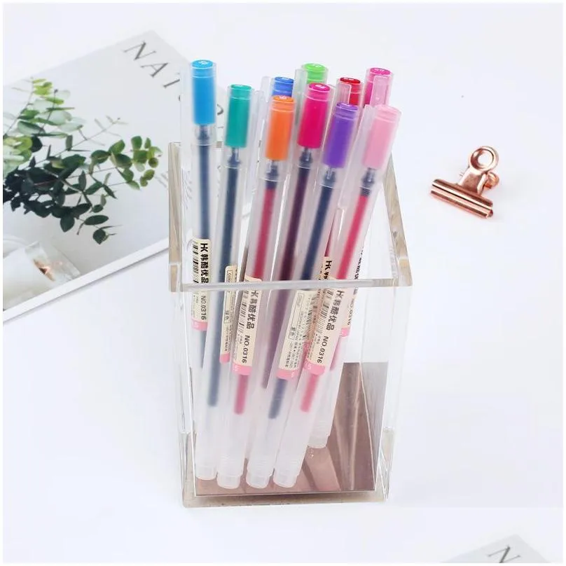 gel pens creative12 pcs/lot pen 0.5mm colour ink marker writing stationery mujis style school office supplies gift