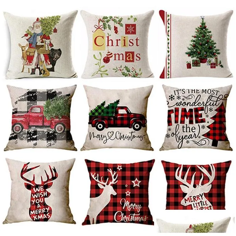 176 designs christmas pillow case party santa claus xmas tree snowman colorful pillow cover home sofa car decor cushion