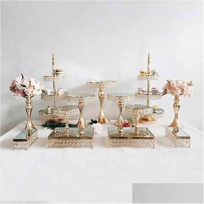 other bakeware 315pcs crystal cake stand set metal mirror cupcake decorations dessert pedestal wedding party display tray