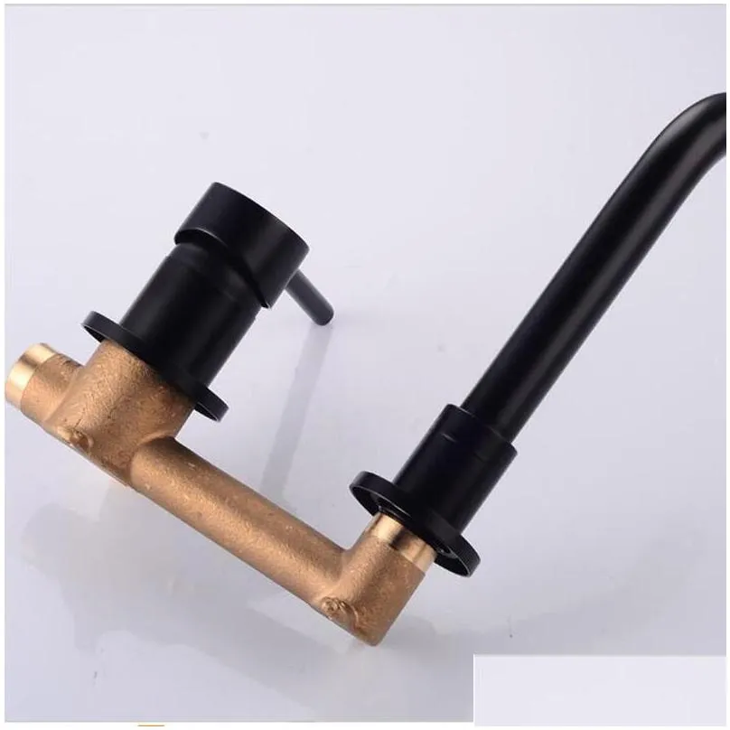 wall mounted brass basin faucet single handle mixer tap cold bathroom water wholesale bath mablack white brush gold set