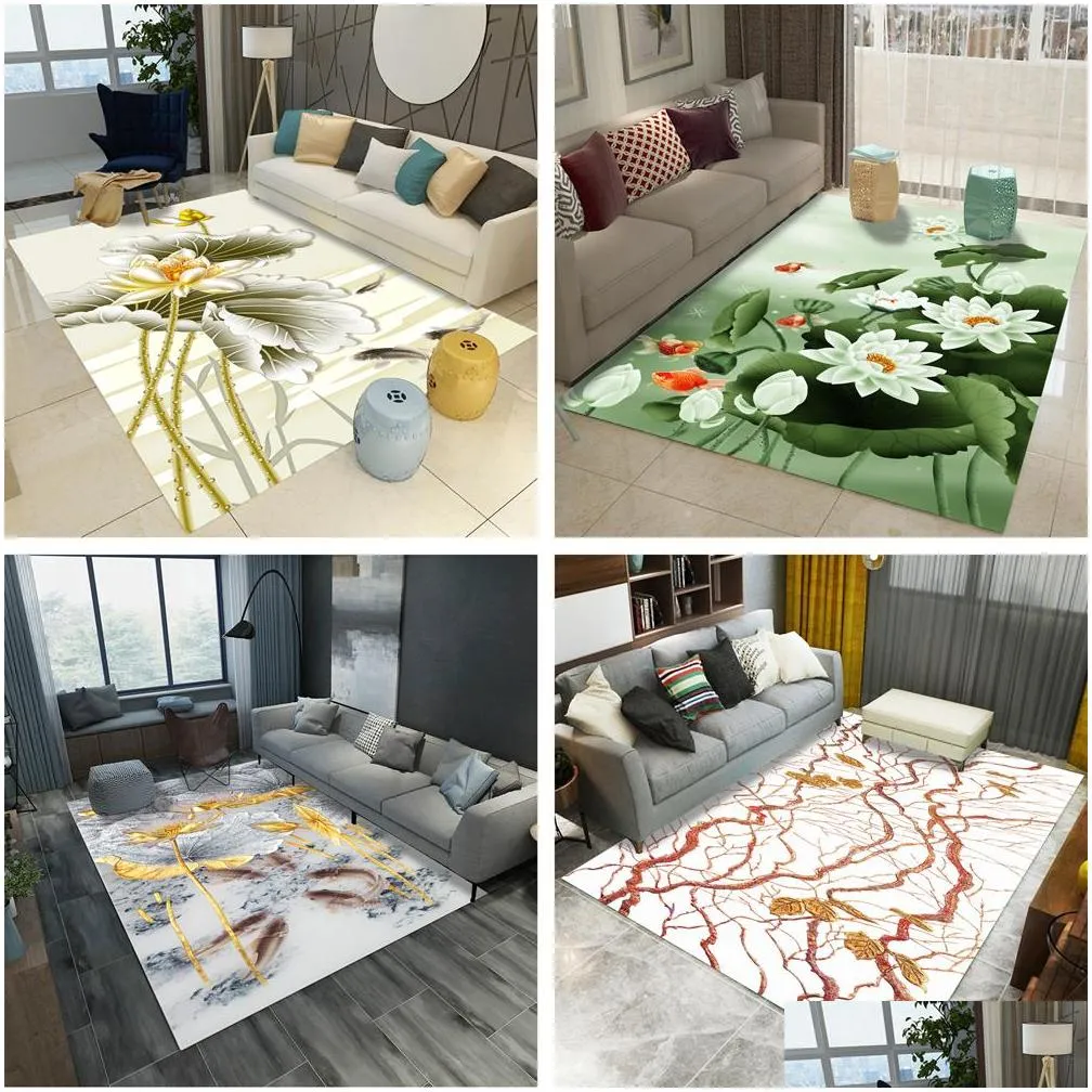 3d carpets 2000mm x 3000mm rectangular rugs living room lotus flower rug sofa coffee table mat bedroom yoga pad study door mat