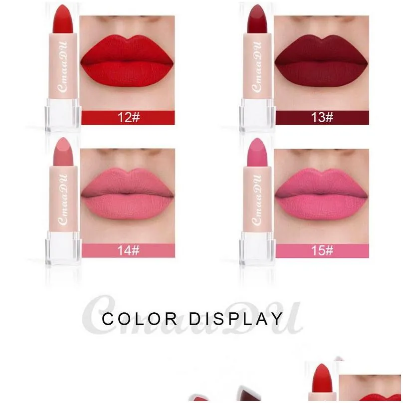cmaadu lipstick 15 colors matte lip stick waterproof easy to wear nutritious make up lipsticks