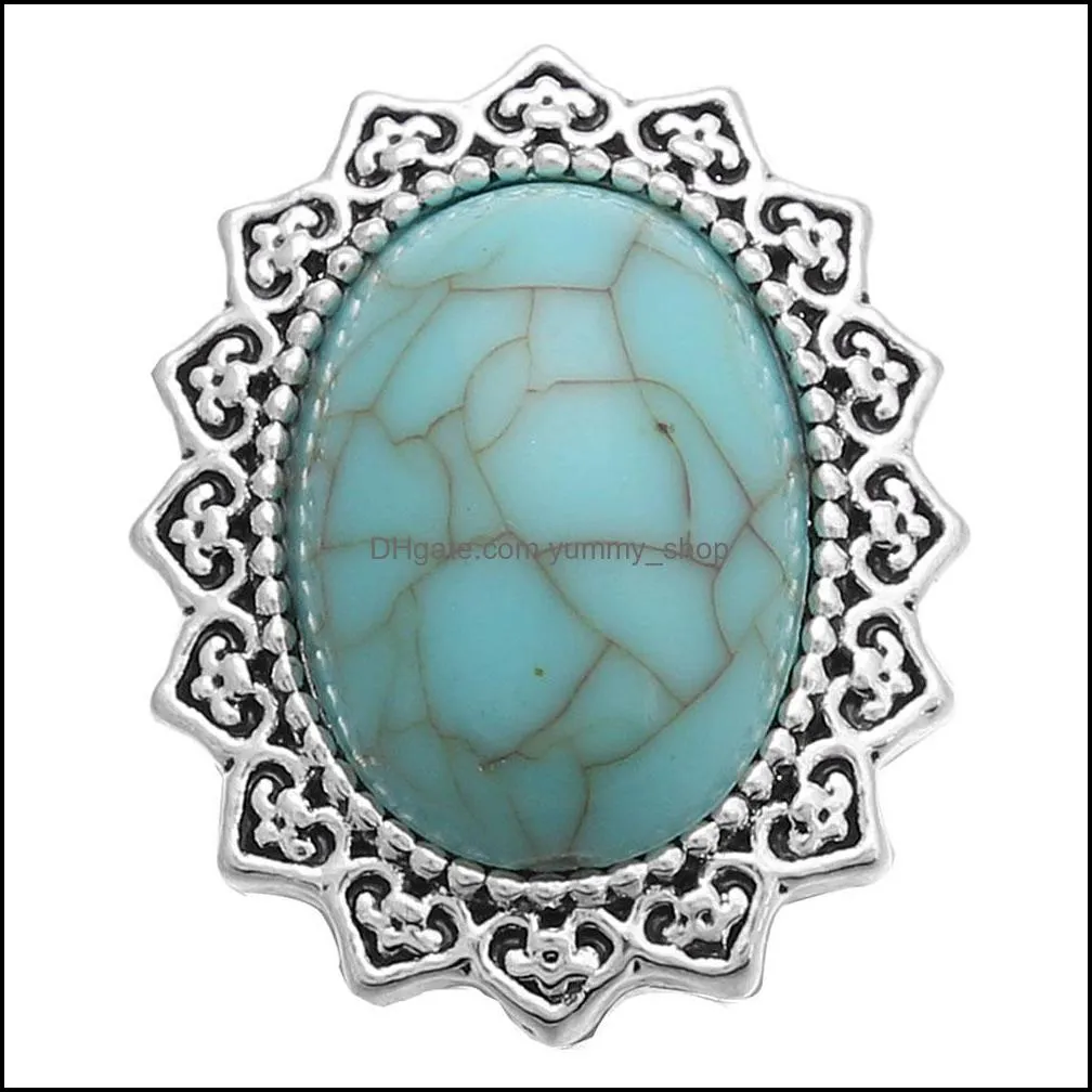 turquoise components 18mm elephant owl cross turtle metal snap button fit diy snap jewelry