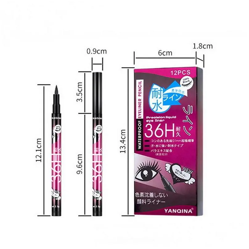 yanqina waterproof eyeliner colour pencils waterproof fine pencil head 36h longlasting natural non smudge eyes makeup
