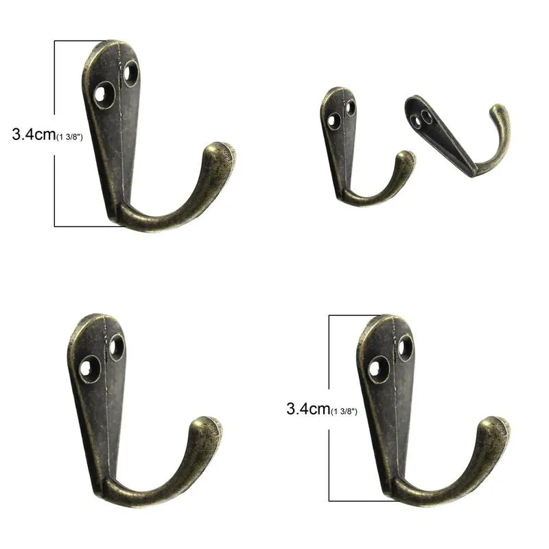 wholesale single prong clothes coat robe purse hat hook hanger antique bronze 3.4cm x 1.4cm1 3/8 x 4/8 30pcs 2015 