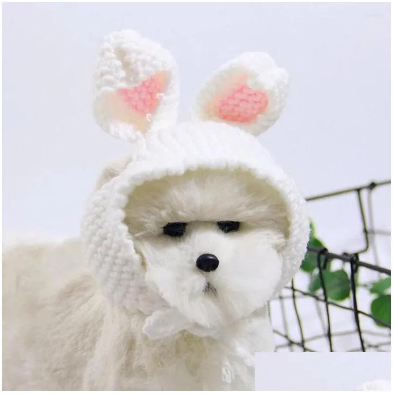 dog apparel handmade stylish cute pet cat knitted hat ears headdress fine workmanship soft supplies