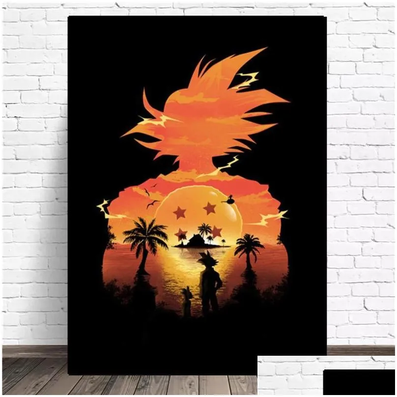 paintings anime goku landscape art poster modern hd prints canvas painting wall pictures home decoration modular for living room