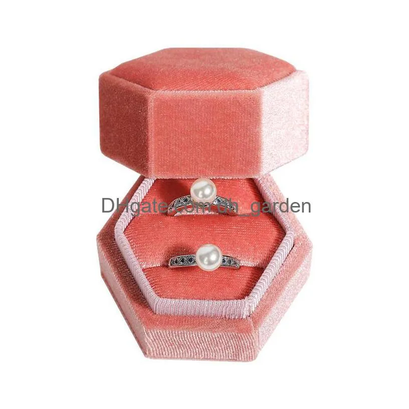 velvet ring box double ring storage boxes wedding rings earrings pendant display case holder for woman gift jewelry packaging
