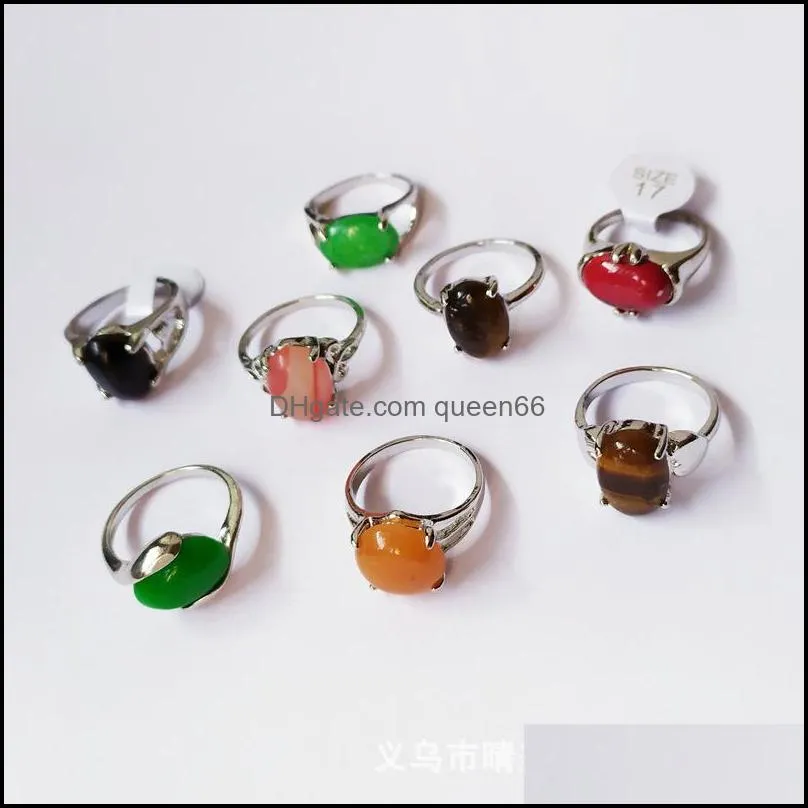 fashion 30 pieces/lot rainbow stone ring mix style designs womens natural stone ring jewelry gift 635 q2