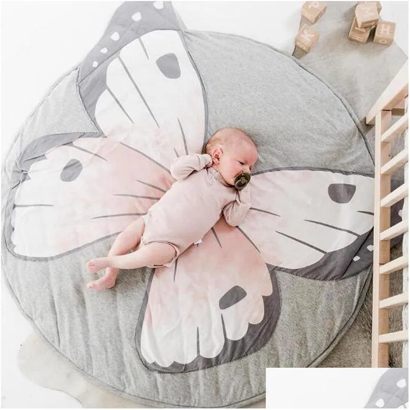 ins baby play mats kid crawling carpet floor rug baby bedding butterfly blanket cotton game pad children room decor 3d rugs