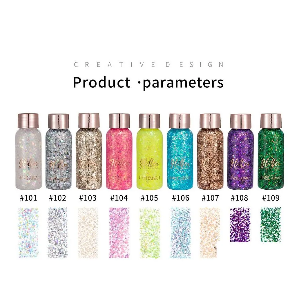 handaiyan glitter eye shadow body lotion face gel hair sequin gel bright colorful easy to wear shimmer stage night club makeup