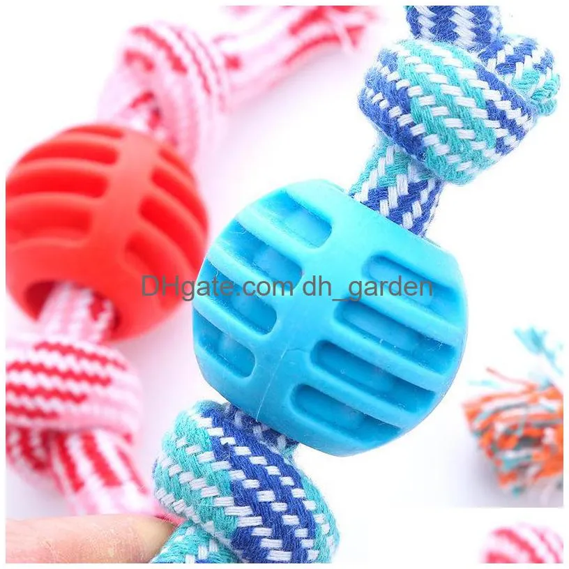 pet dog rope chew toys bone ball shape animal pets playing knot toy cotton teeth cleaning toys for small dog 4 colors