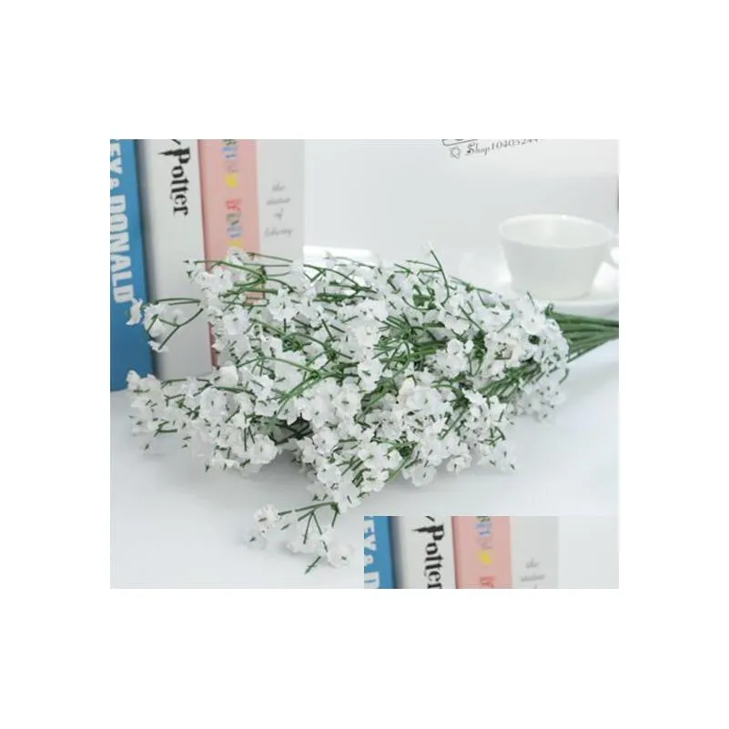 elegant artificial babysbreath flowers artificial white gypsophila fake silk flower plant home wedding party home decorationfp1032