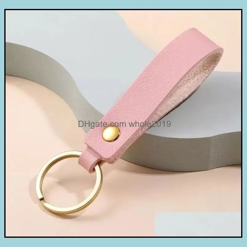 pu leather keychain metal keyring car keychains lover pendant personalise gift key chain mixed colors
