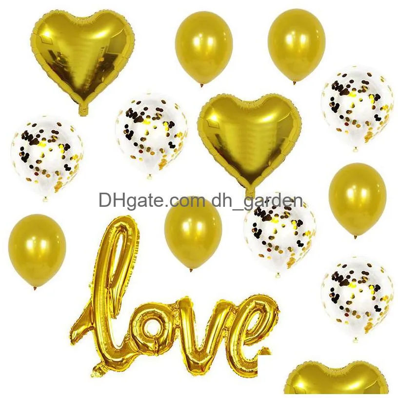 christmas party supplies large onepiece love aluminum membrane balloon valentines day wedding decoration sequins balloon set