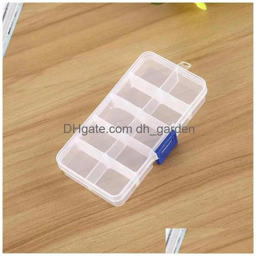 transparent plastic storage box jewelry box 10 grids earring ring necklace storage boxs storage holder case