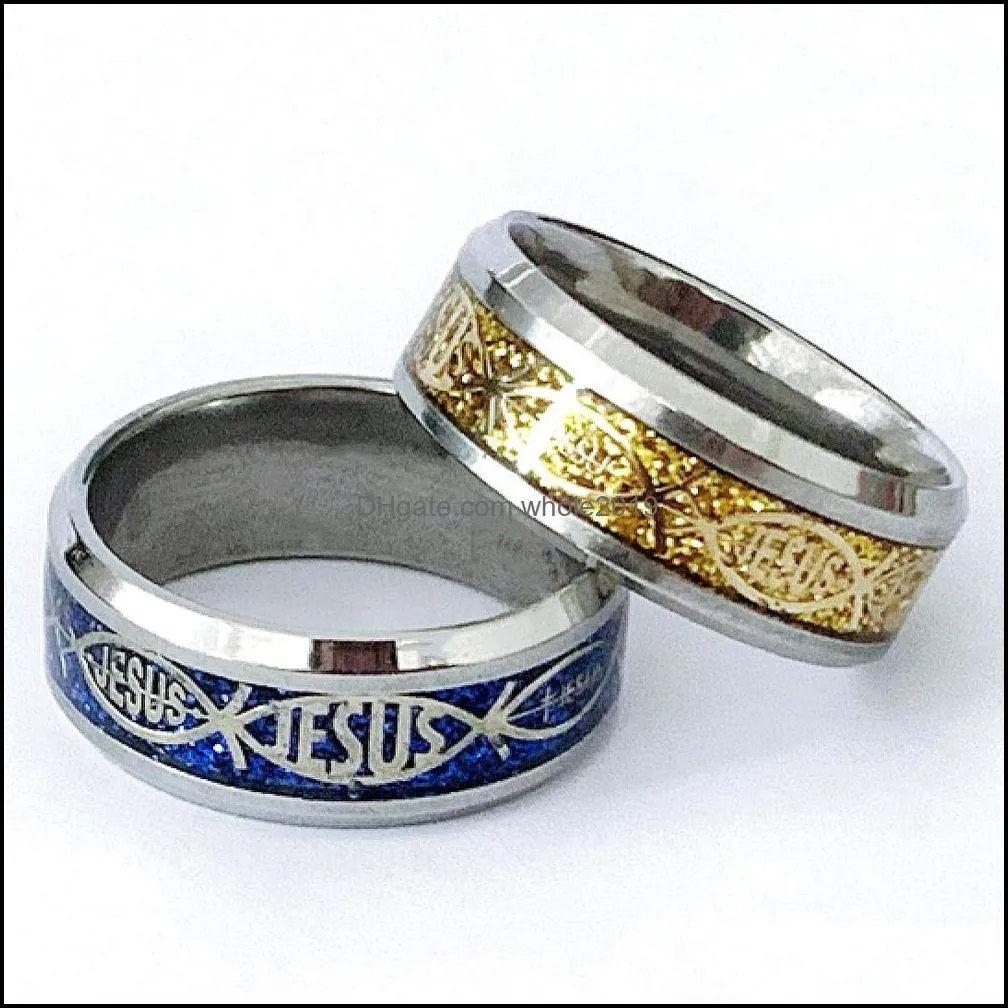 wholesale 36pcs jesus stainless steel rings mix religious chirstain god churc pray amen men women gifts charm jewelry