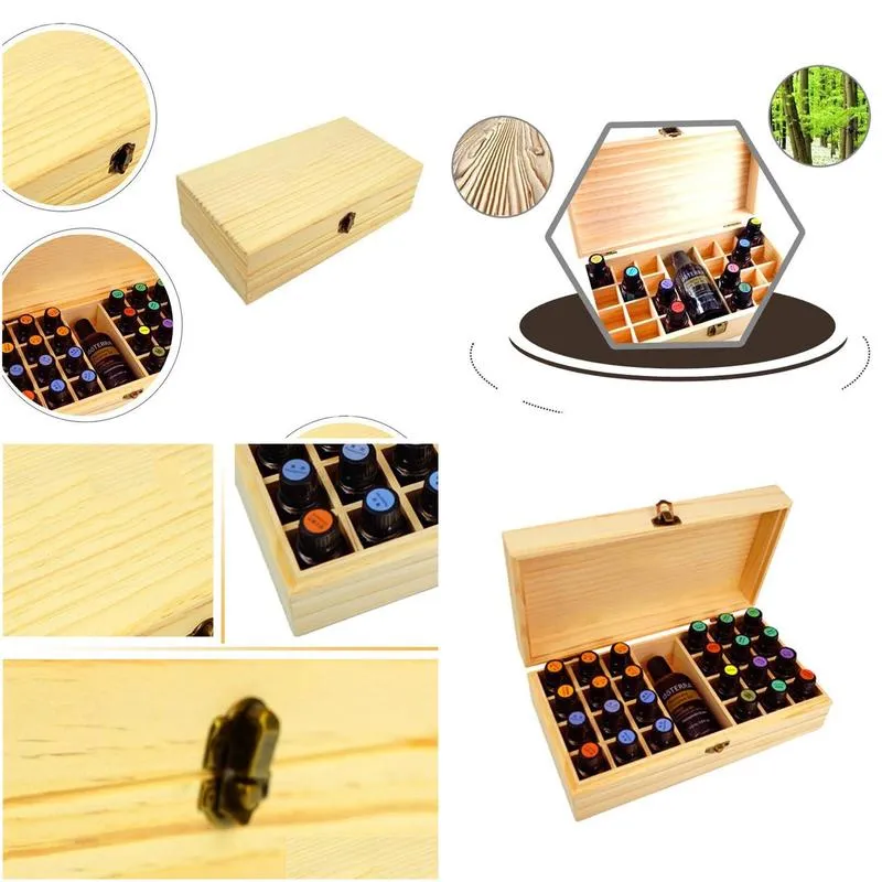 25 holes  oils wooden box 5ml /10ml /15ml bottles spa yoga club storage case organizer container