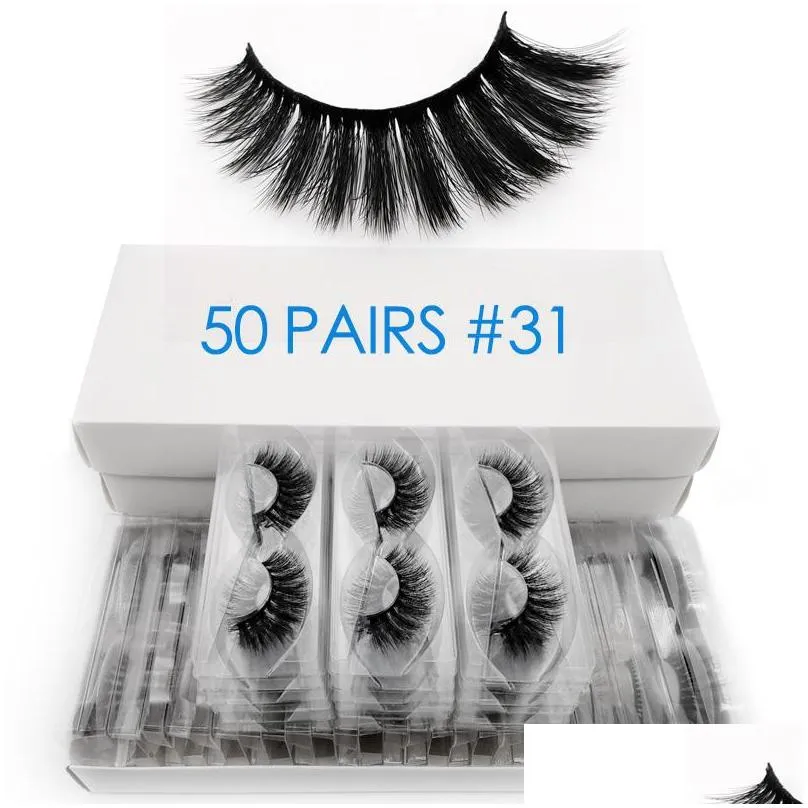 50 pairs wholesale mink eyelashes bulk fluffy 3d lashes 100 cruelty natural long false eyelash extension makeup cilios