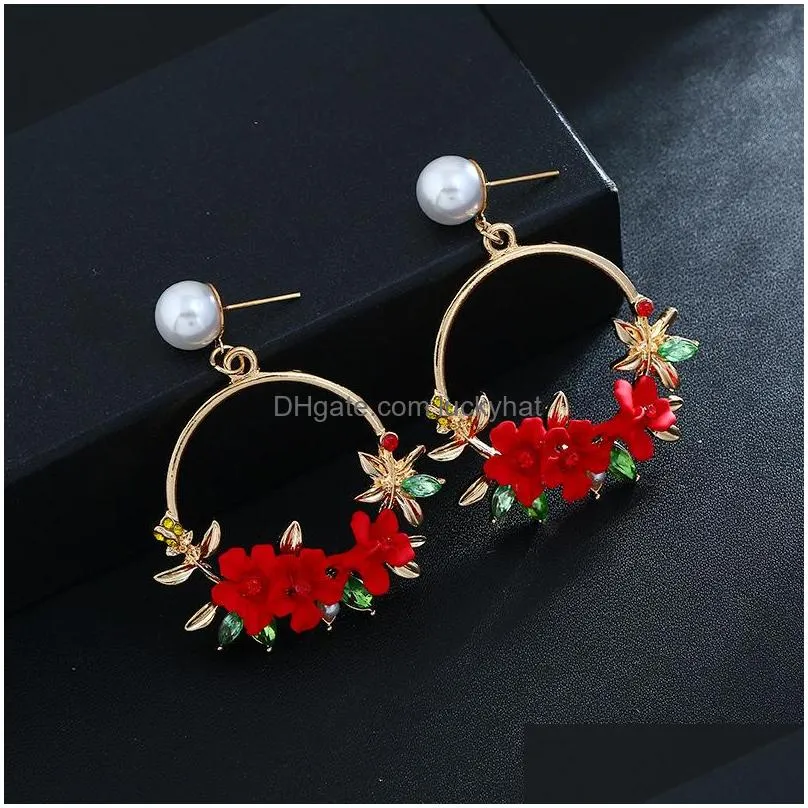 europe fashion jewelry vintage earrings flowers hoop dangle stud earrings s527