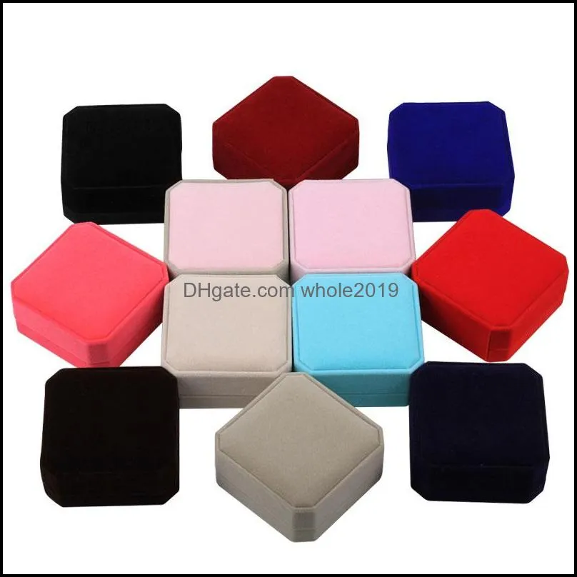 multifunctional solid color velvet jewelry packaging storage boxes for pendant necklace rings earring set display wedding birthday