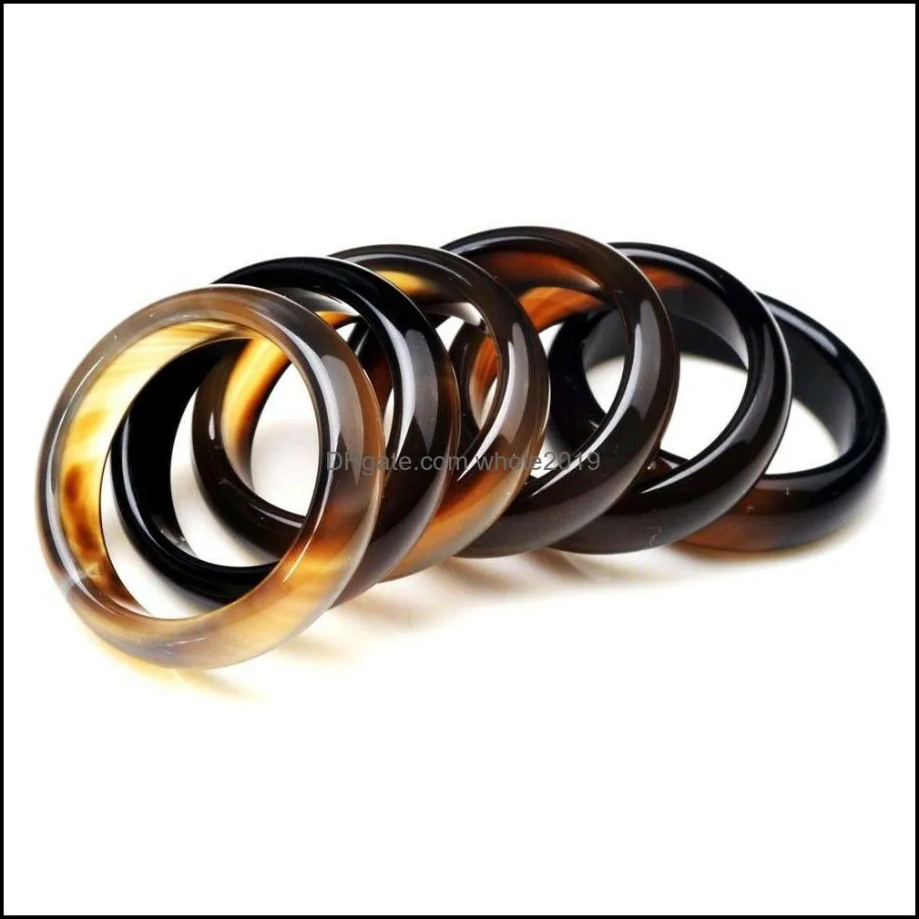 100pcs wholesale mixed band ring colorful natural agate gemstone rings 29mm