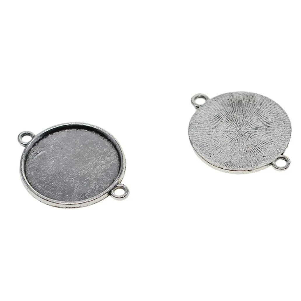 50pcs necklace pendant setting cabochon cameo base tray bezel blanks fit 25 mm cabochons jewelry making findings tibetan silver1