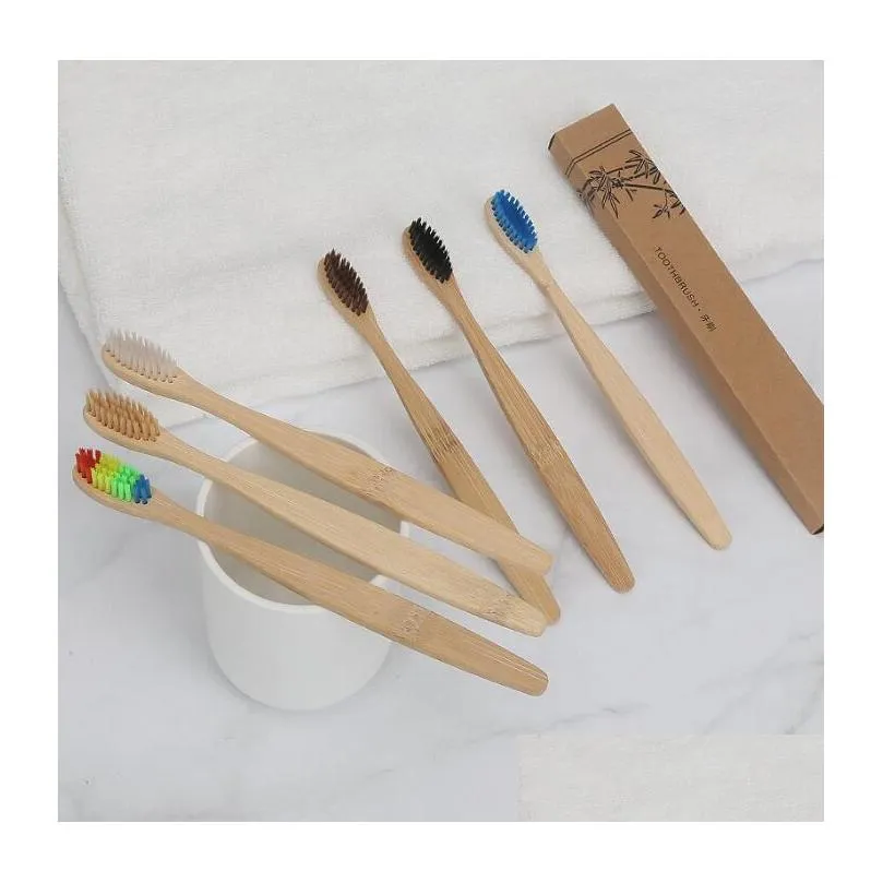 high quality bamboo toothbrush soft nylon capitellum toothbrush with box packaging oral hygiene whitening toothbrushes el use