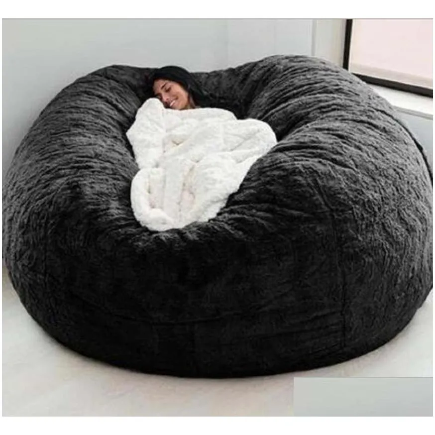 chair covers 135150cm  fur bean bag cover big round soft fluffy faux beanbag lazy sofachair