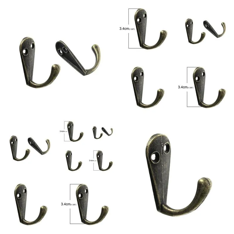Hooks Rails Wholesale Single Prong Clothes Coat Robe Purse Hat Hook Hanger Antique Bronze 3.4Cm X 1.4Cm1 3 8 4 8 30Pcs Drop Delive Dhvjk