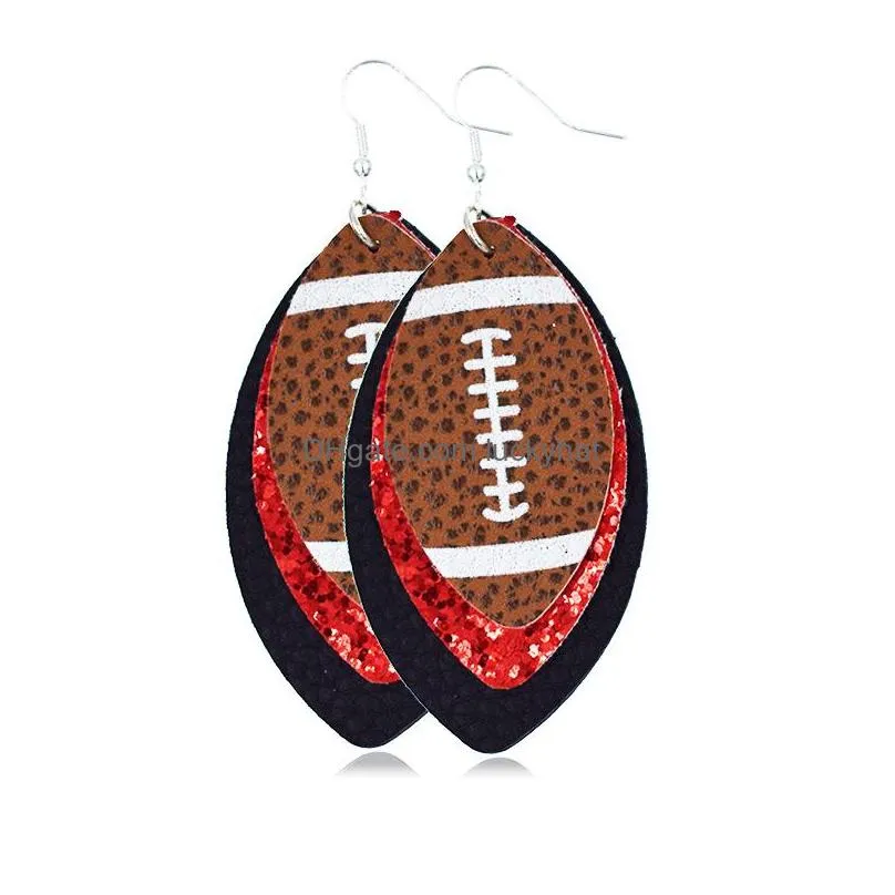 fashion jewelry multi layer pu leather earrings rugby faux leather dangle earrings