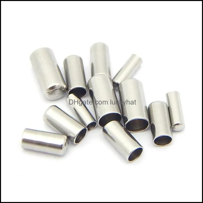 50pcs 2/3/4/5mm stainless steel caps crimp leather cord wire metal end cap crimps clasps jewelry making components 2227 t2