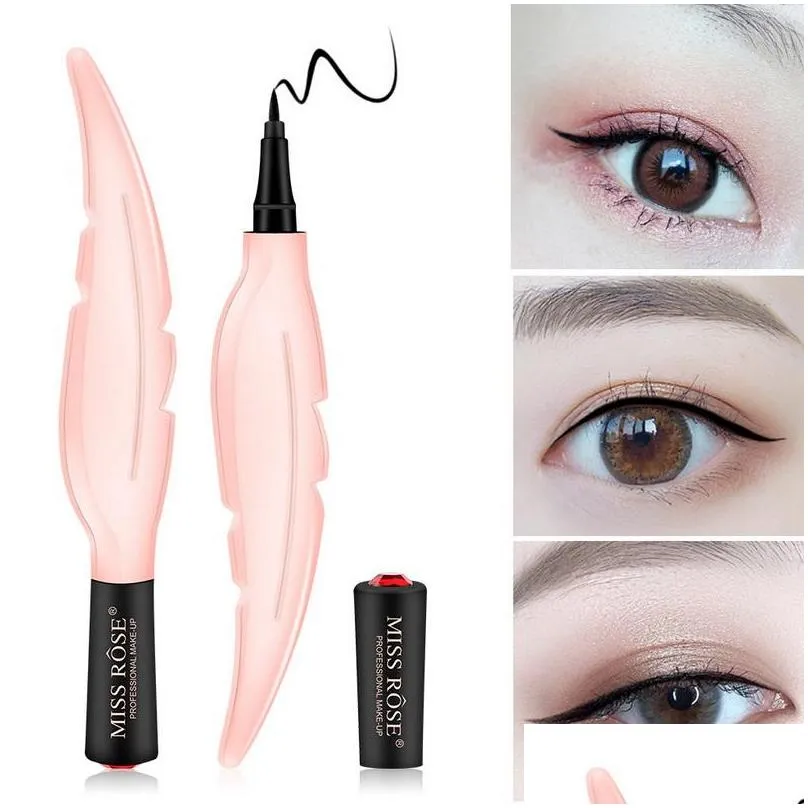 miss rose the eye liquid eyeliner fine liners no smudge feather waterproof sweat quick dry easy to wear makeup eye liner