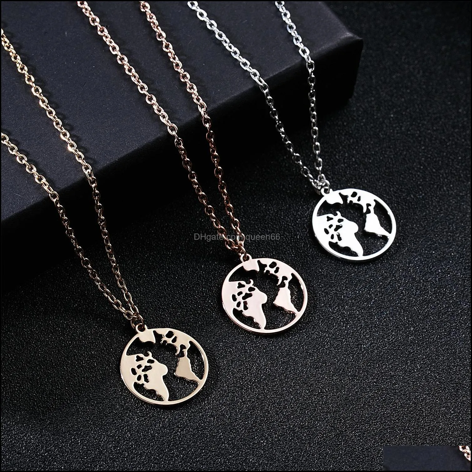 hollow world map necklace women silver color chain earth global pattern pendant fashion girls party jewelry gift choker