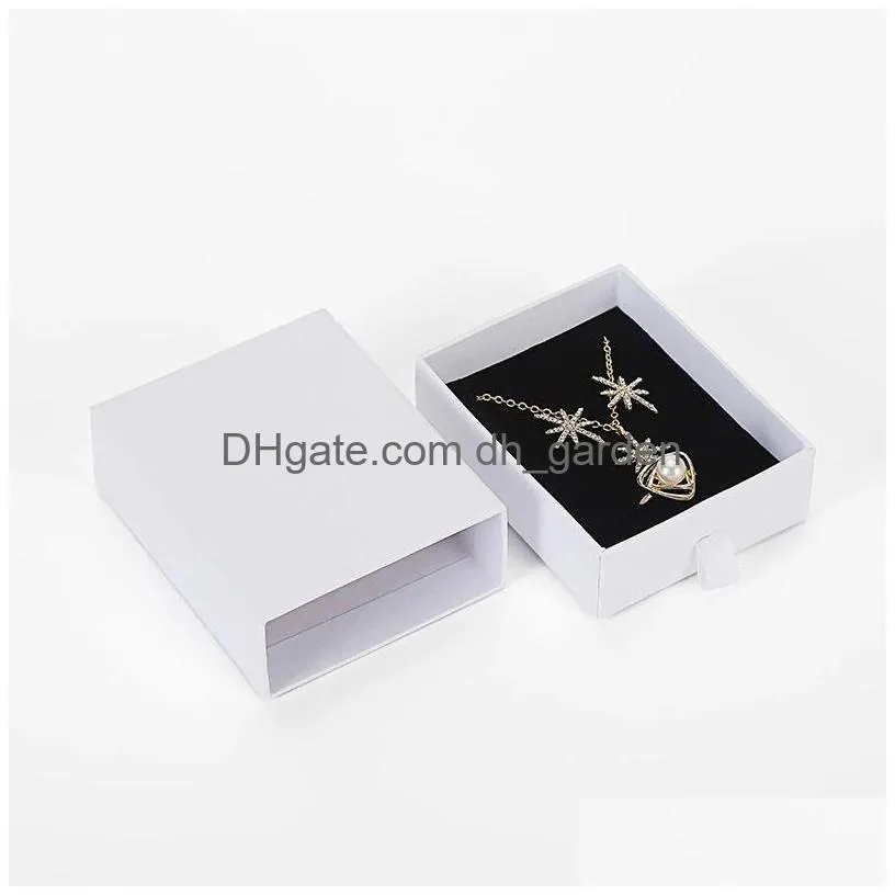 kraft jewelry box gift cardboard boxes for ring necklace earring womens jewelry gifts packaging with sponge inside