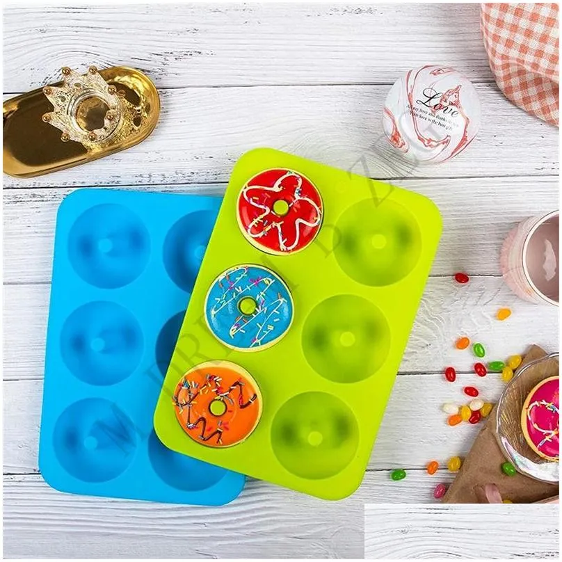 5 colors silicone donut mould baking pan nonstick bake pastry chocolate cake dessert mold diy decoration tools bagels muffins donuts