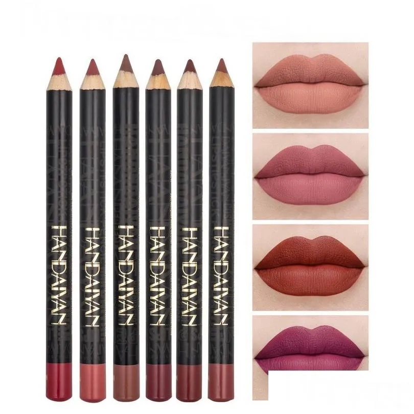 handaiyan matte lip liner set lipstick pencil 12 colors easy to wear natural longlasting line eyes and lips makeup kit