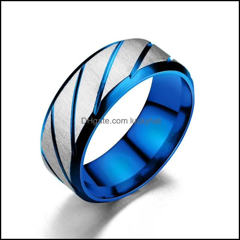 8mm stainless steel gold silver blue black color finger band rings for men party club wear birthday jewelry 1220 b3