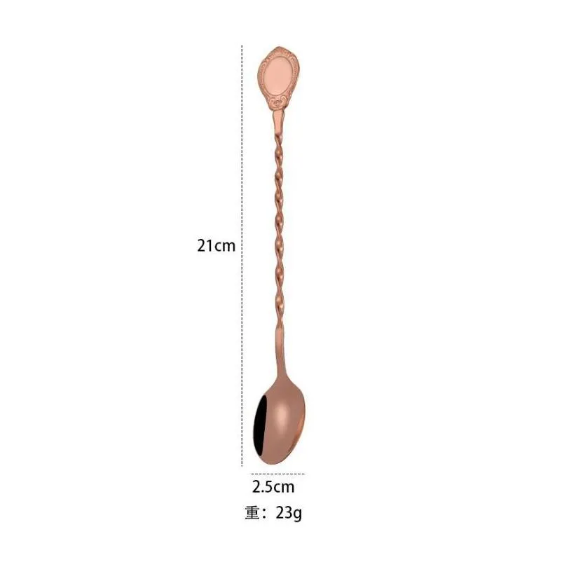 creative spiral long handle bar stir spoon 304 stainless steel mixing cocktail spoon bartender bar tools 