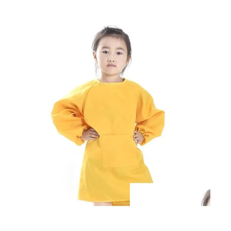 children kids long sleeve apron drawing painting waterproof smock for practice brushwork