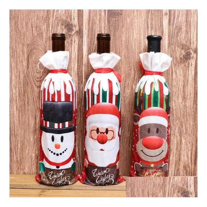 11styles christmas decorations gift wrap for home burlap embroidery angel snowman wine bottle cover set christmas gifts bag santa sack