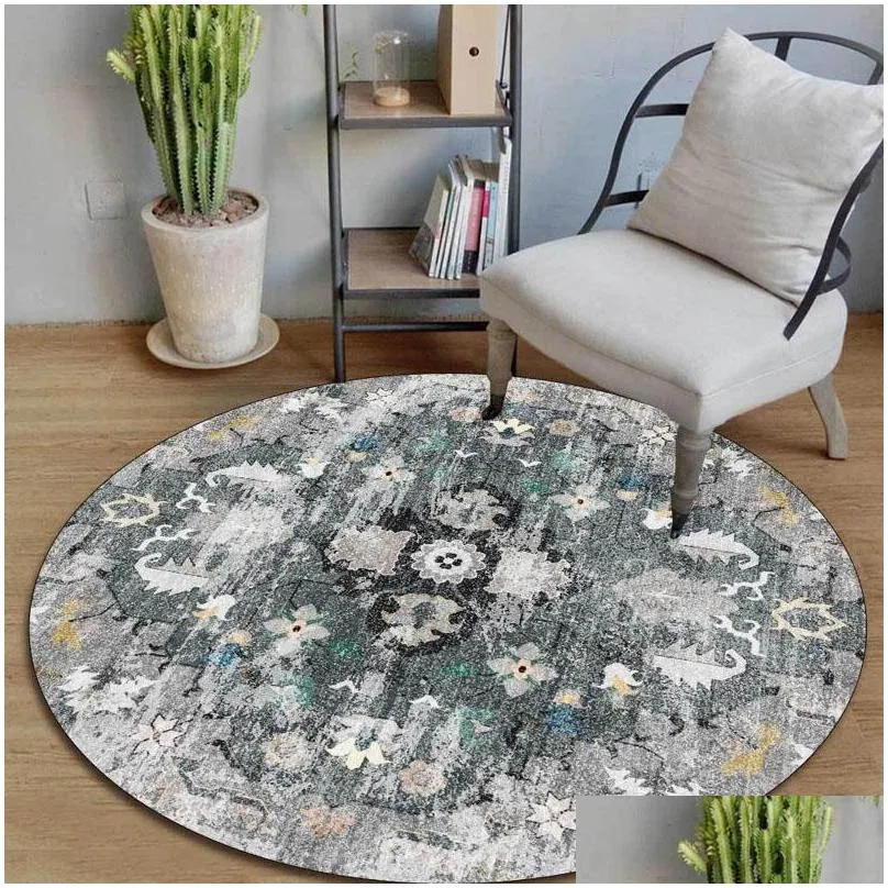 carpets retro round carpet for living room big ethnic style bedroom area rugs computer chair anti slip rug vintage floral floor