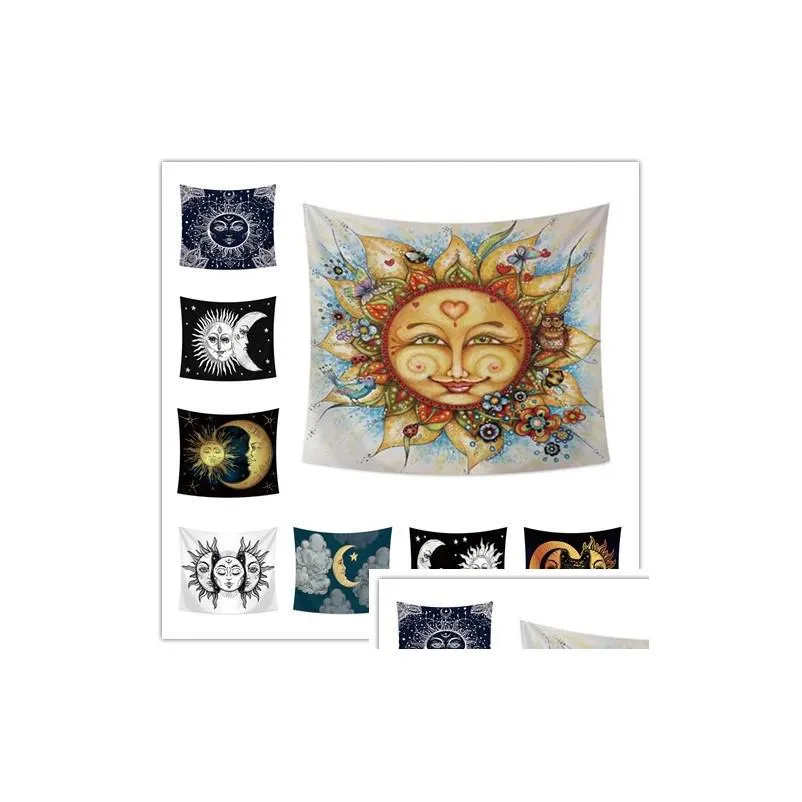 home decoration wall hanging tapestry sun moon face printing tablecloth bed sheet beach towel party supplies wedding p o backdrop