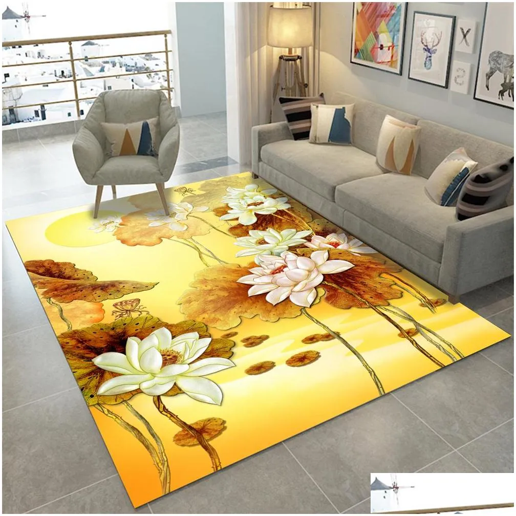 3d carpets 2000mm x 3000mm rectangular rugs living room lotus flower rug sofa coffee table mat bedroom yoga pad study door mat