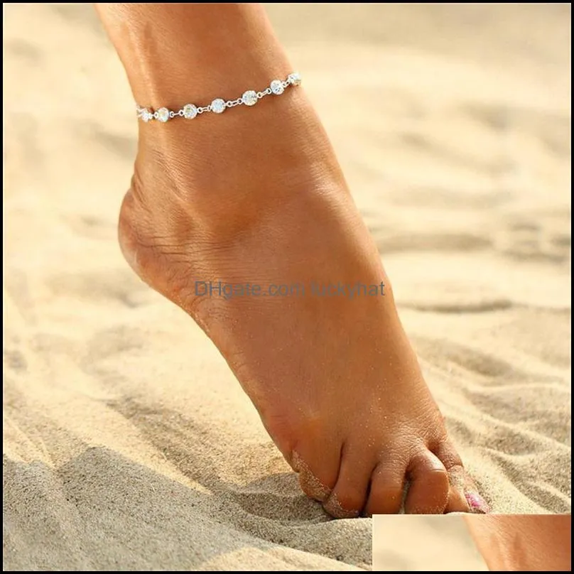 accessories retro anklet seven flash drills ankle chain alloy anklets bracelets hand jewelry ornaments fashion 1 5tc y2