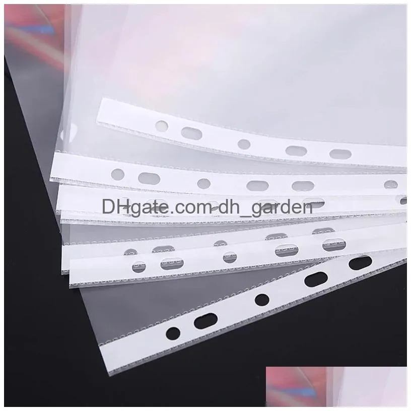 a4 transparent plastic punched pockets folders filing thin 11holes loose leaf file storage documents 100pcs/lot