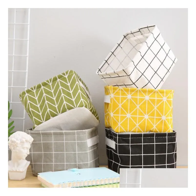 15 designs foldable storage basket waterproof cotton linen storage bag for desktop clutter cosmetic snacks toy organization storage